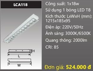  máng đèn phản quang âm trần duhal 1bongs 1m2 18w LCA118 