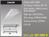  máng đèn phản quang âm trần duhal 2 bóng 6 tấc 2x9w LDA209 