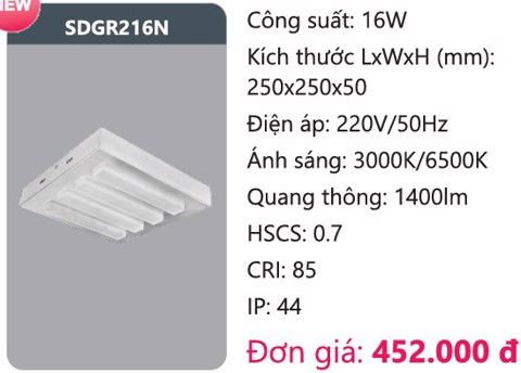  ĐÈN LED ỐP TRẦN NỔI DUHAL SDGR216N / 16W 