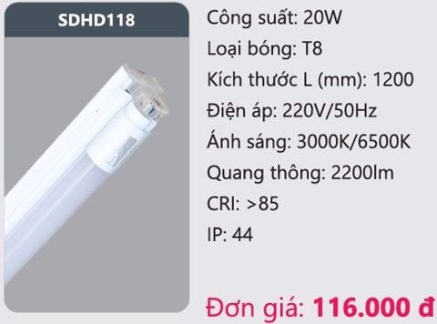  ĐÈN TUÝP LED DUHAL SDHD118 ( 1m2, 18W ) 