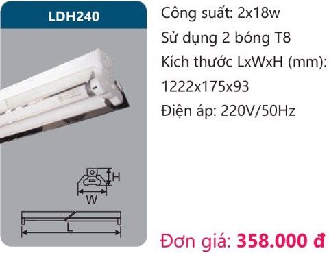  MÁNG ĐÈN CÔNG NGHIỆP CHÓA PHẢN QUANG DUHAL LDH240 