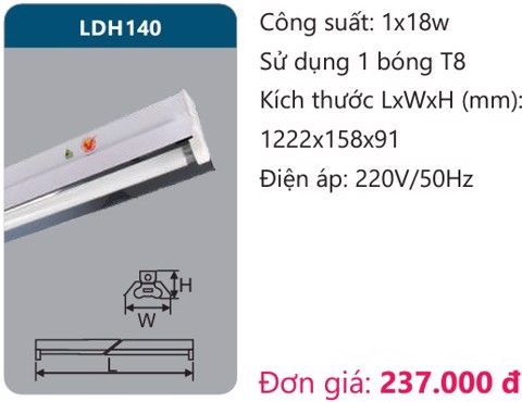  MÁNG ĐÈN CÔNG NGHIỆP CHÓA PHẢN QUANG DUHAL LDH140 