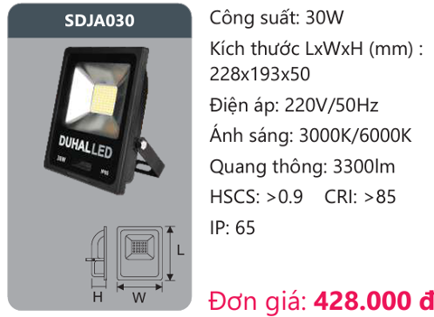  ĐÈN PHA LED DUHAL 30W SDJA030 / SDJA 030 