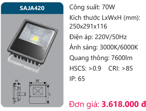  ĐÈN PHA LED DUHAL 70W SAJA420 