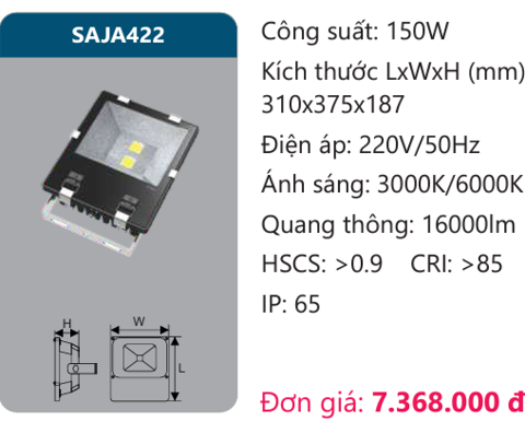  ĐÈN PHA LED DUHAL 150W SAJA422 