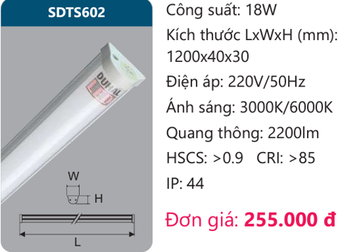  ĐÈN TUÝP LED 18W DUHAL SDTS602 