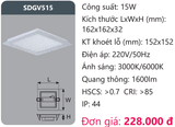  ĐÈN LED ÂM TRẦN DUHAL 15W - SDGV515 (SDGV 515 / DGV515 / DGV 515) 