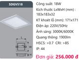  ĐÈN LED ÂM TRẦN DUHAL 18W - SDGV518 (SDGV 518 / DGV518 / DGV 518) 