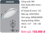  ĐÈN LED ÂM TRẦN DUHAL 9W - SDGD509 / SDGD 509 / DGD509 / DGD 509 