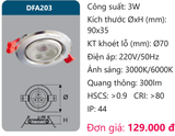  ĐÈN LED ÂM TRẦN CHIẾU ĐIỂM DUHAL 3W - DFA203 (DFA 203 / D FA203 / DFA20 3) 