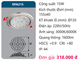  ĐÈN LED ÂM TRẦN CHIẾU ĐIỂM DUHAL 15W - DFA215 / SDFA215 / DFA 215 / SDFA 215 