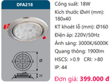  ĐÈN LED ÂM TRẦN CHIẾU ĐIỂM DUHAL 18W - DFA218 / SDFA218 / DFA 218 / SDFA 218 