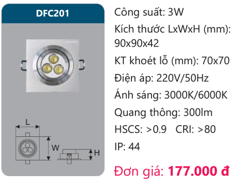  ĐÈN LED ÂM TRẦN CHIẾU ĐIỂM DUHAL 3W - DFC201 / SDFC201 / DFC 201 / SDFC 201 