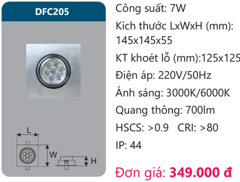  ĐÈN LED ÂM TRẦN CHIẾU ĐIỂM DUHAL 7W - DFC205 / SDFC205 / DFC 205 / SDFC 205 