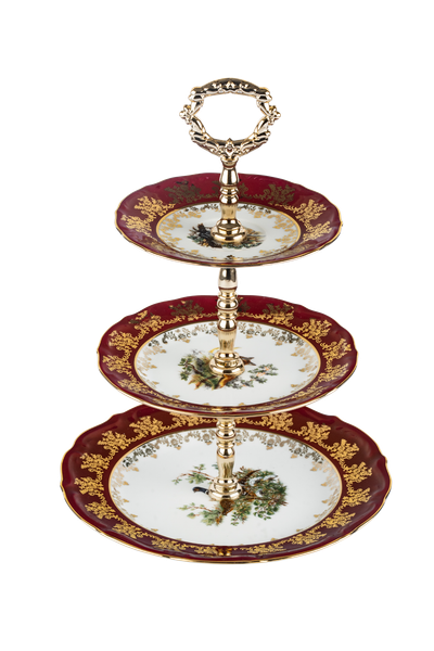  Đĩa ba tầng sứ tiệp con thú đỏ 