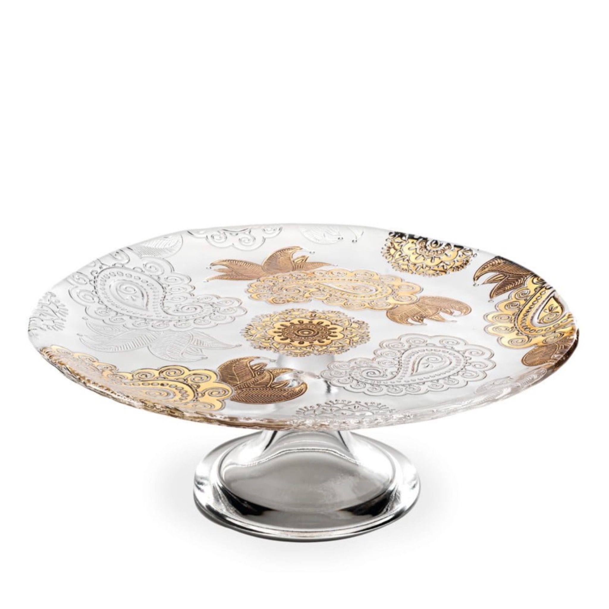  Đĩa chân đế Pashmina Clear Gold 30cm 