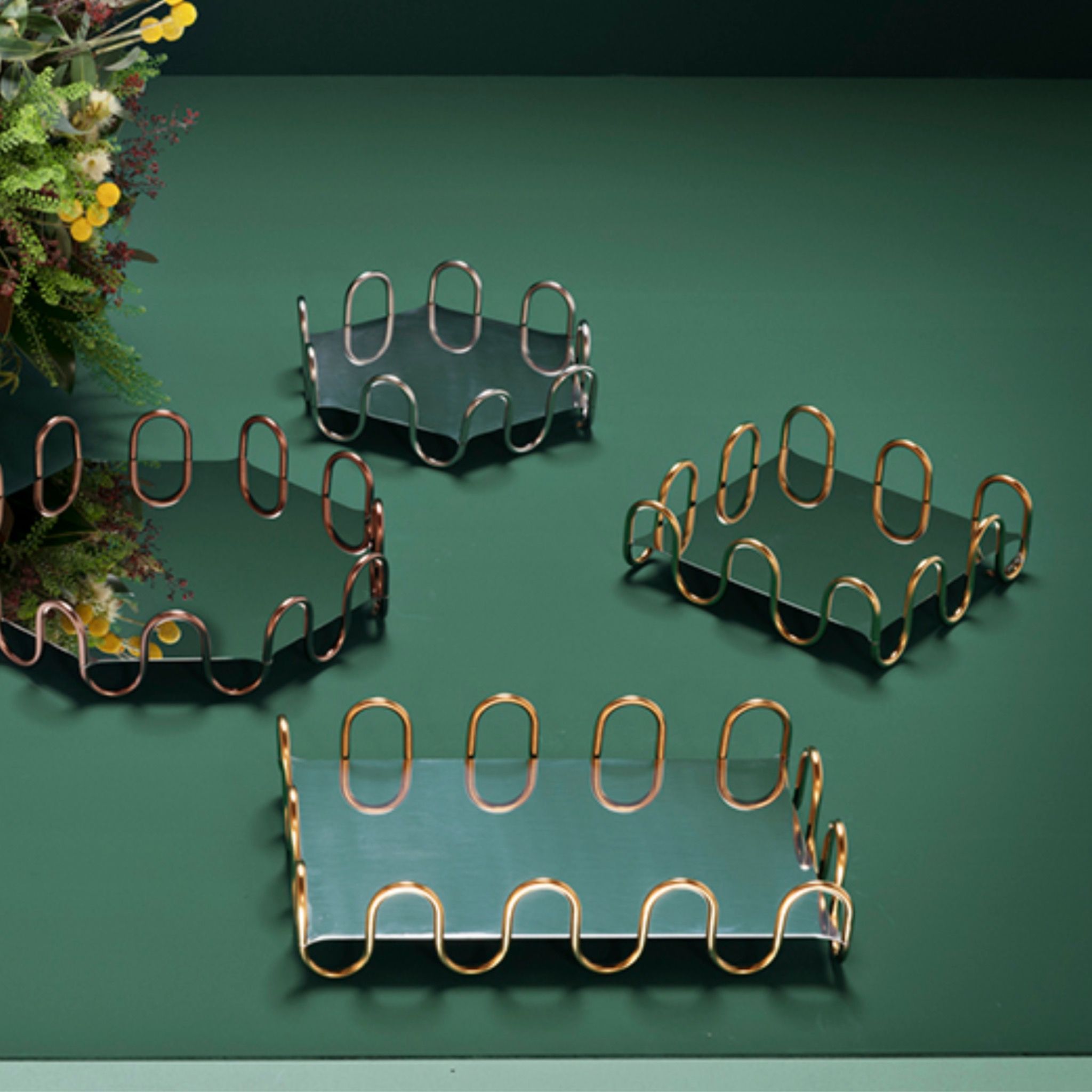  Khay vuông Kyma Mirror PVD Rum 26x26cm Sambonet 