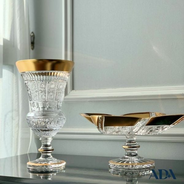 lọ hoa pha lê mạ vàng đến từ Czech