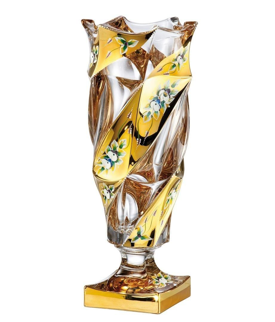  Lọ hoa Flamenco chân đế khảm vàng nổi Meadow 38cm Bohemia Treasury 