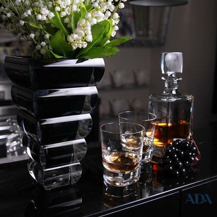  Lọ hoa pha lê Adria đen 25cm - Rogaska 