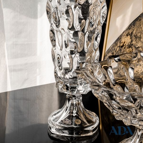  Lọ hoa pha lê chân đế samba trắng 40cm 