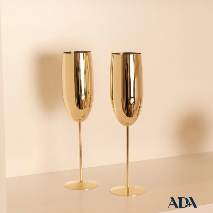  Set 2 ly Champagne Steel Gold Look Sambonet 