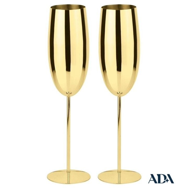  Set 2 ly Champagne Steel Gold Look Sambonet 