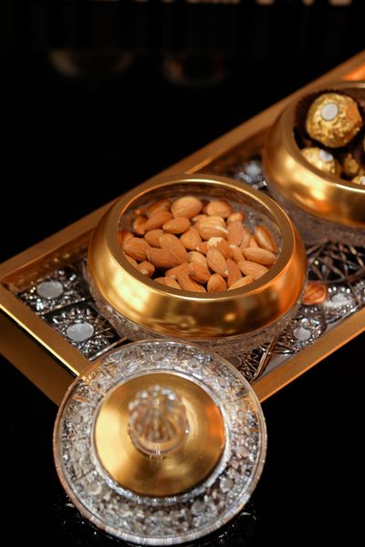  Thố pha lê khảm vàng Arcade 13cm 