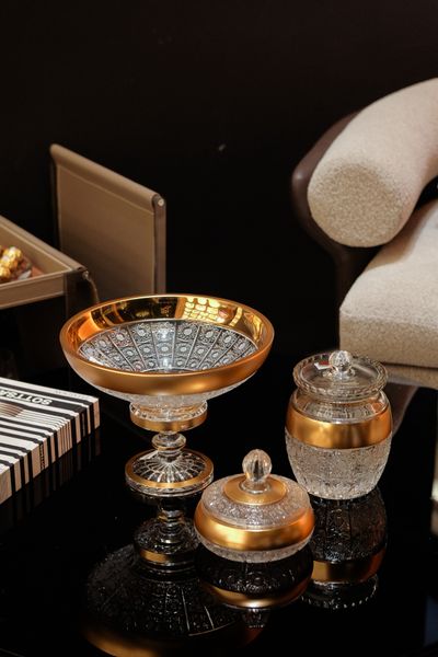  Chân bồng pha lê khảm vàng Arcade 25.5cm 