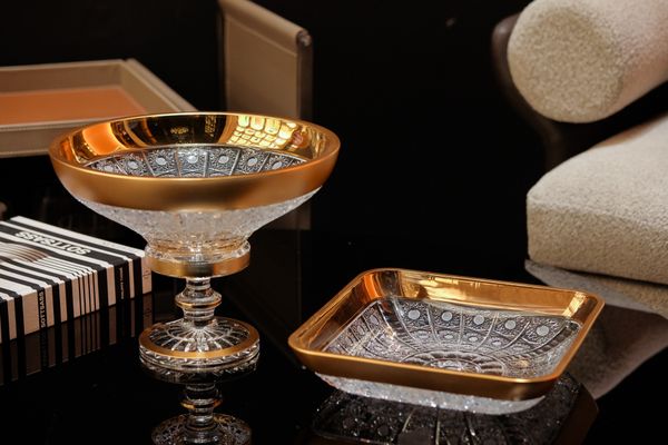  Chân bồng pha lê khảm vàng Arcade 30.5cm 