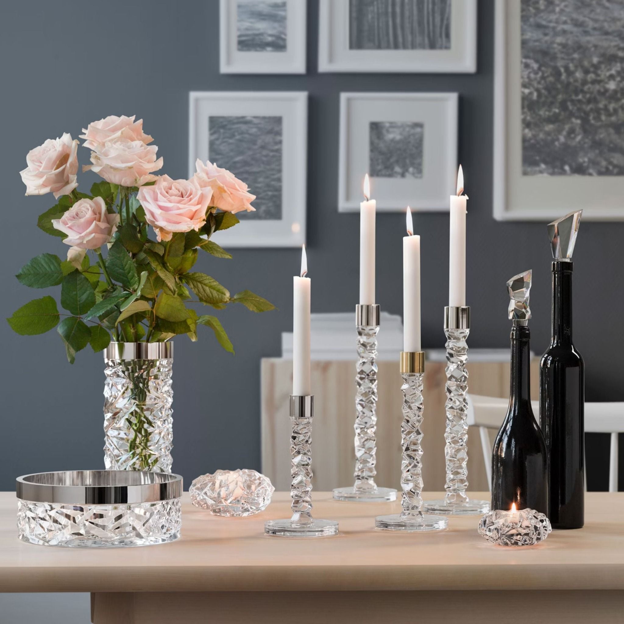  Set 2 chân nến Carat anthracite 24.2cm 