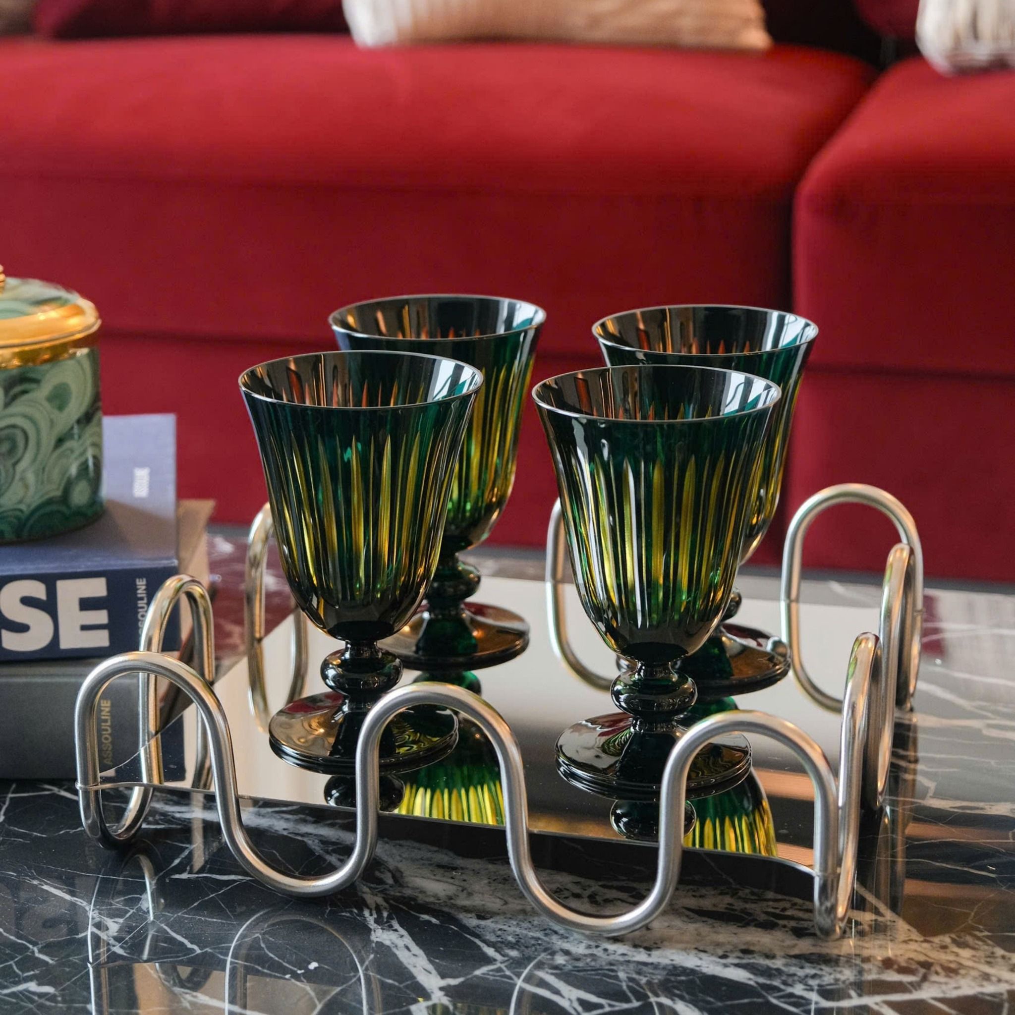  Set 4 ly vang trắng Prism Xanh lá L'objet 