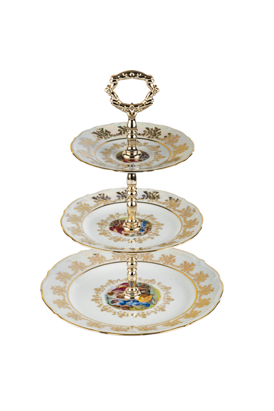  Đĩa ba tầng sứ Tiệp cô tiên bảy màu 