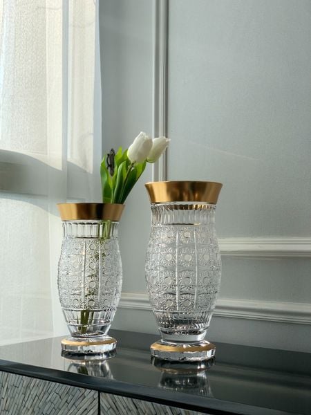  Lọ hoa pha lê khảm vàng Arcade 80575 30.5cm 