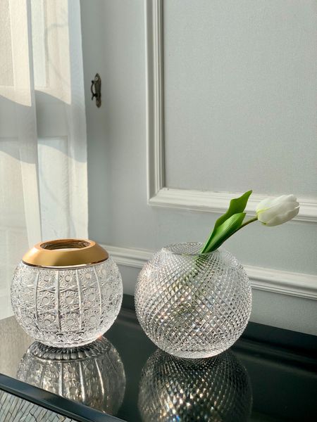  Lọ cầu tròn pha lê khảm vàng Arcade 20.5cm 