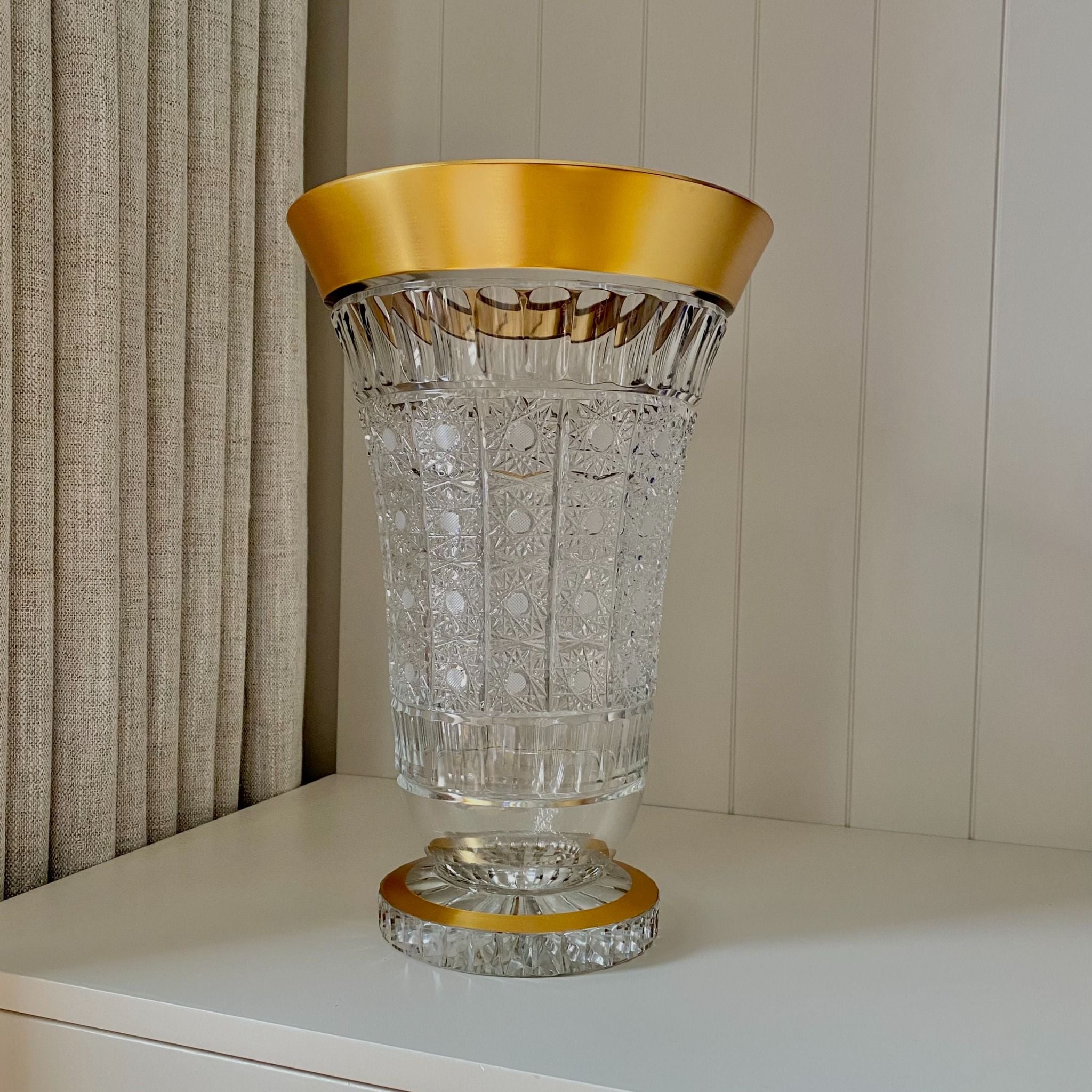  Lọ hoa pha lê chân đế tròn khảm vàng Arcade 30.5cm 