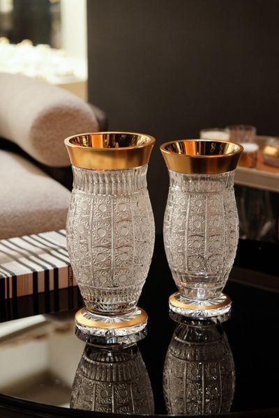  Lọ hoa pha lê khảm vàng Arcade 80575 35.5cm 