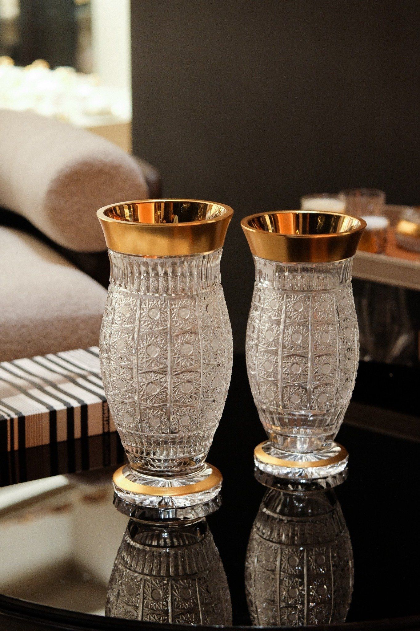  Lọ hoa pha lê khảm vàng Arcade 80575 35.5cm 