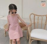  DR171 - Váy caro đỏ nút 2 bên 
