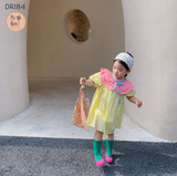  DR184 - Váy cổ bèo hồng, nơ xanh 