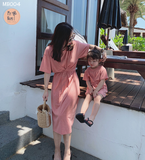  MB004 - Váy đôi mẹ và bé, chất thun, dây buộc eo 