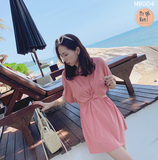  MB004 - Váy đôi mẹ và bé, chất thun, dây buộc eo 