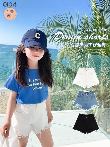  Quần short jean - rách kiểu cá tính 3 Màu Q104 