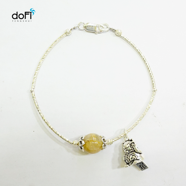 Hạt Ngọc Phương Đông Phối Đá Thạch Anh Tóc Vàng phối charm bạc 925