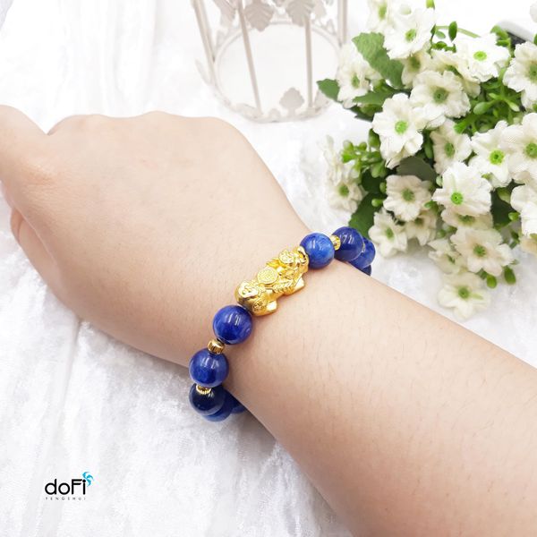  Vòng đá Kyanite phối Tỳ Hưu Vàng 24k 