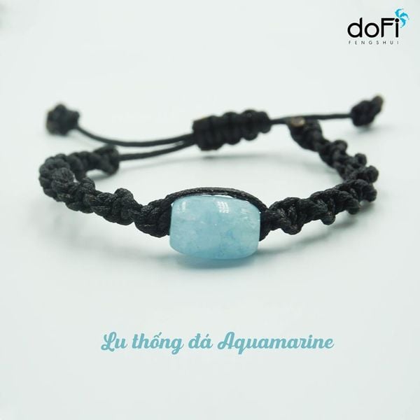  VÒNG LU THỐNG THẮT DÂY THÁI XOẮN ĐEN - ĐÁ AQUAMARINE 