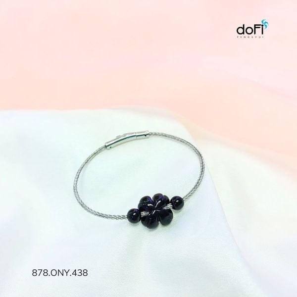  Vòng Tay Cỏ 4 Lá Đá Đen Onyx 