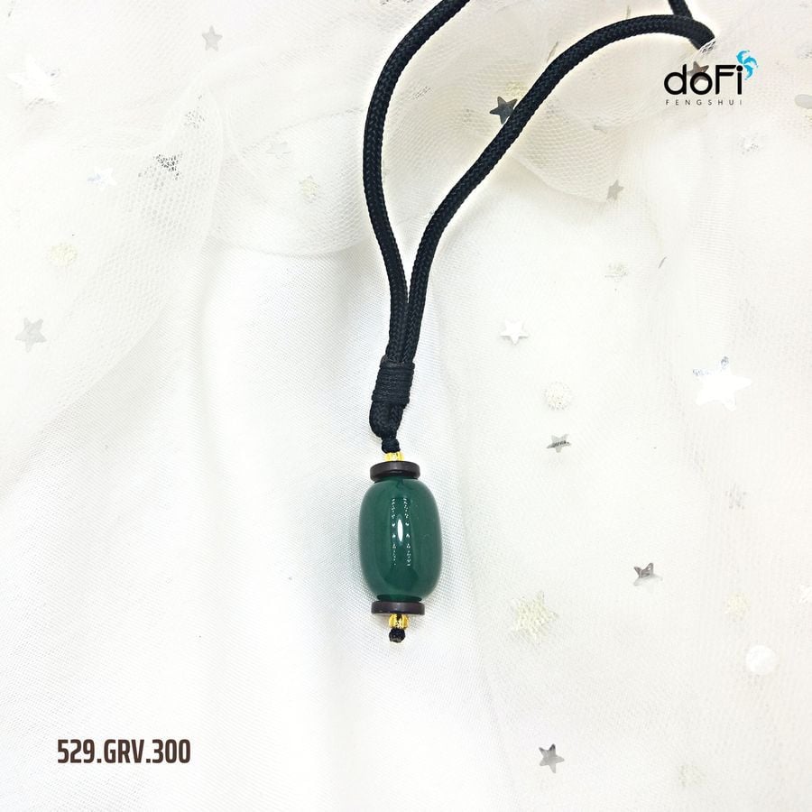  Lu Thống Đá Agate Xanh Lục - Dây Chuyền Vải 