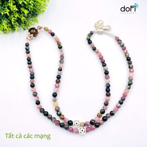  TRÀNG HẠT ĐÁ TOURMALINE PHỐI CHARM TỲ HƯU BẠC 