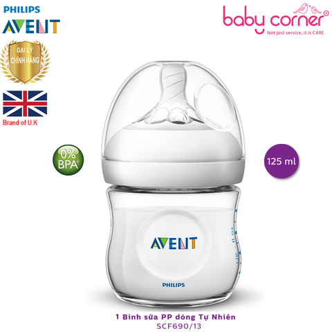 Bình sữa Philips Avent Nhựa PP Mô Phỏng Tự Nhiên, 125ml, Bé Từ 1 Tháng Tuổi 